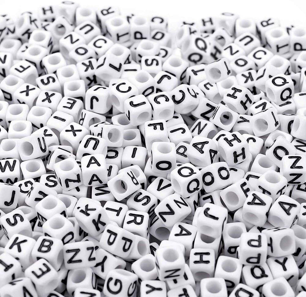 9100 Alphabet Beads, 1000PCS White Letter Beads Number Cube Beads